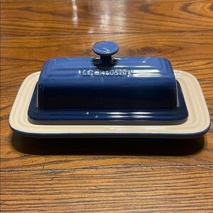 Le Creuset Navy and Cream Butter Dish